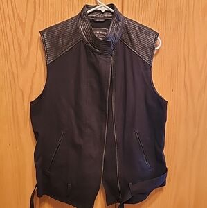 Y2k moto Lucky jacket black goat leather trim. Fun fun biker sophisticated sz lg